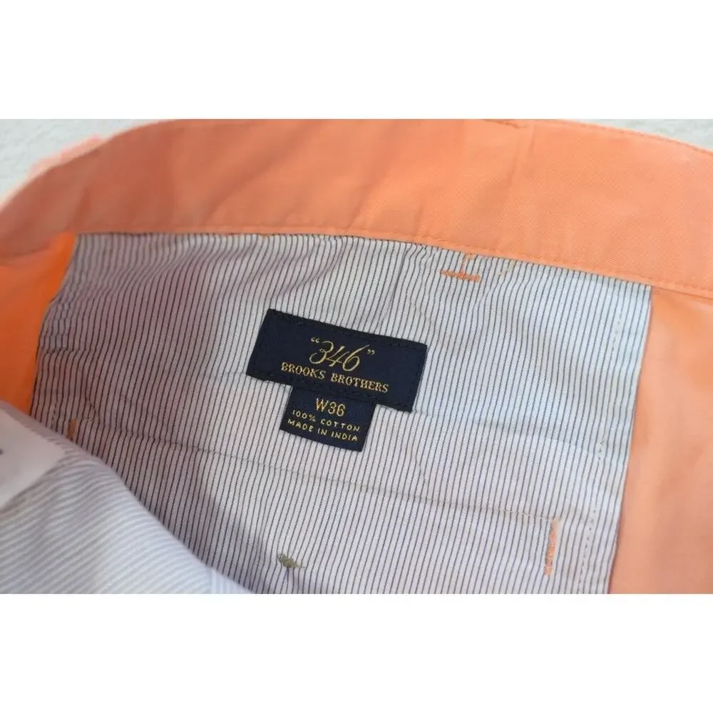 Brooks Brothers 346 Khaki Chino Shorts Peach Flat Front 8